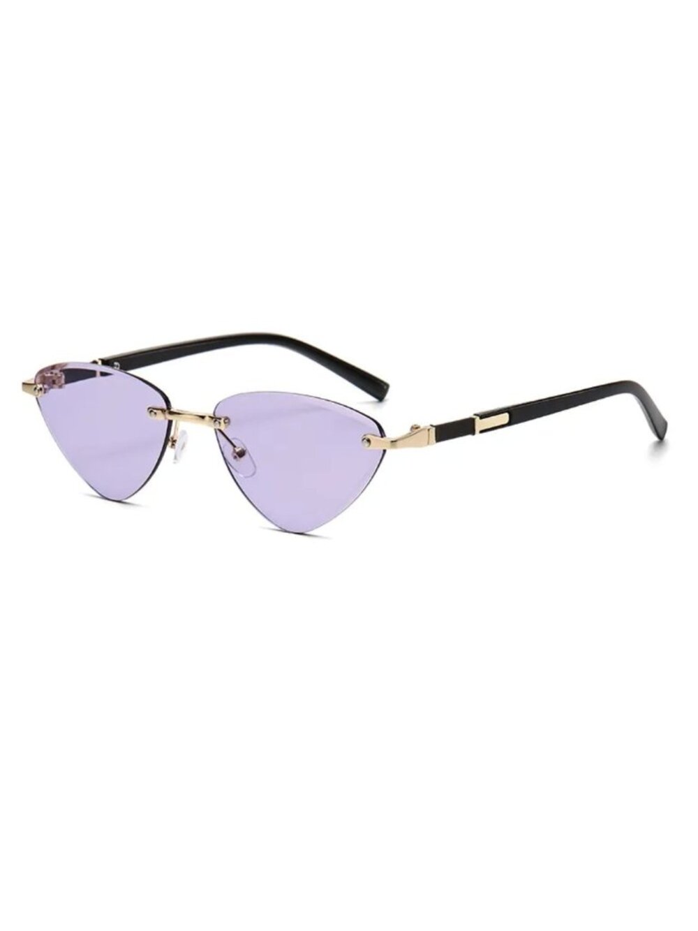 Cat Eye Retro Triangle Light Purple Lenses Sunglasses Gold & Black Arms
